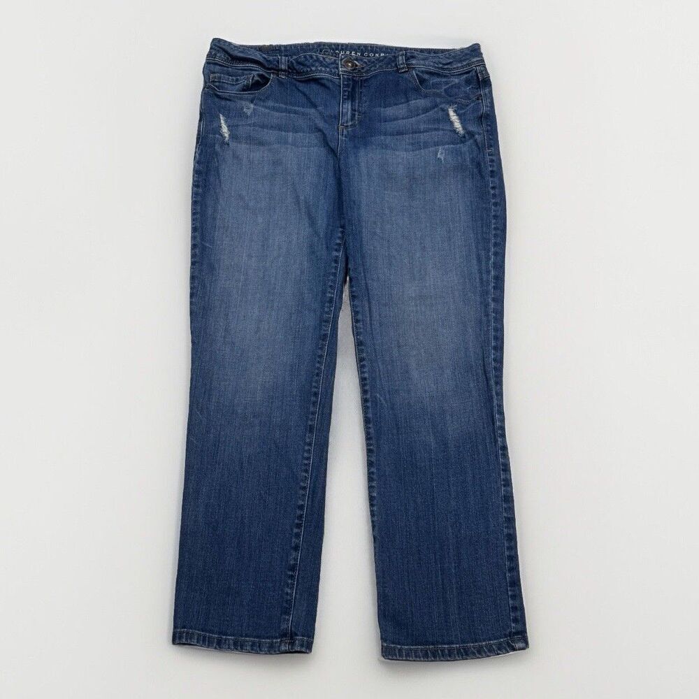LC Lauren Conrad Jeans Womens 14 Ankle Slim Straight Distressed Measures 34 x 26